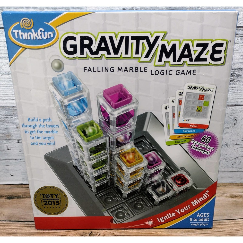 ThinkFun Gravity Maze Marble Run Brain Game Board Game! Complete! Retail $43!